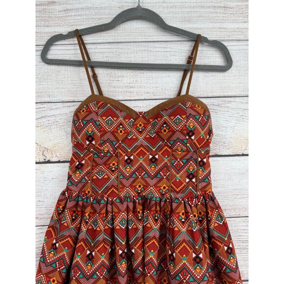 Band of Gypsies Southwest Print Mini Dress Women's Size Small Brown/Rust - Picture 3 of 9